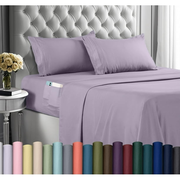 Juego de sábanas Utopia Bedding Queen Soft de microfibra, 4 piezas, color lavanda