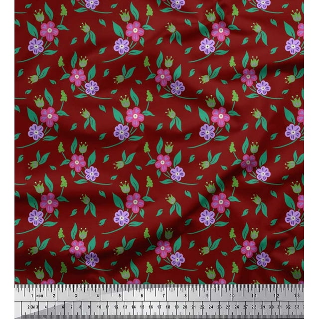 Soimoi Orange Heavy Satin Fabric Diamond Geometric Printed Craft Fabric by the Yard 54 Inch Wide