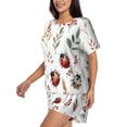 thumbnail image 2 of Lsque Watercolor Ladybug Women's Short-Sleeved Pajama Set - 2 Piece Soft and Lightweight Sleepwear Set-Small, 2 of 9