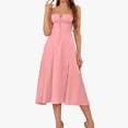 thumbnail image 2 of Vestido ajustado con cintura entallada y cordón ajustable para mujer - Vestido de fiesta sin mangas con cuello cuadrado y tirantes, con cremallera en la espalda (XS-XXL), 2 of 8