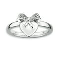 thumbnail image 1 of Bague en Argent Sterling Stackable Expressions Cœur avec Nœud Diamant Taille 10, 1 of 3