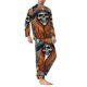 thumbnail image 2 of Fotbe Cartoon Pumpkin Skull Pijama de Hombre con Estampado de Manga Larga, Conjunto de 2 Piezas, Ropa de Dormir Suave y Cómoda con Bolsillos-Small, 2 of 7
