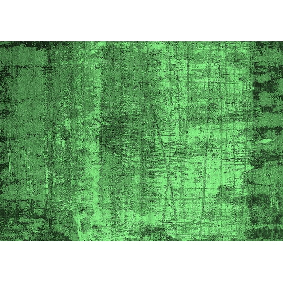 Ahgly Company Indoor Rectangle Oriental Emerald Green Industrial Area Rugs, 2' x 4'