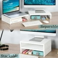 thumbnail image 3 of 2 Pack Support de Moniteur Blanc, Support d'Ordinateur Réglable Double pour Moniteurs/ordinateurs Portables/tv, Étagère de Bureau Gain de Place, 3 of 13