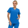 thumbnail image 4 of Saint Scrubs Women’s Premium 9-Pocket Scrub Set – Modern Fit Soft V-Neck Top & Tapered Straight-Leg Medical Scrub Pants, Royal, Medium, 4 of 4