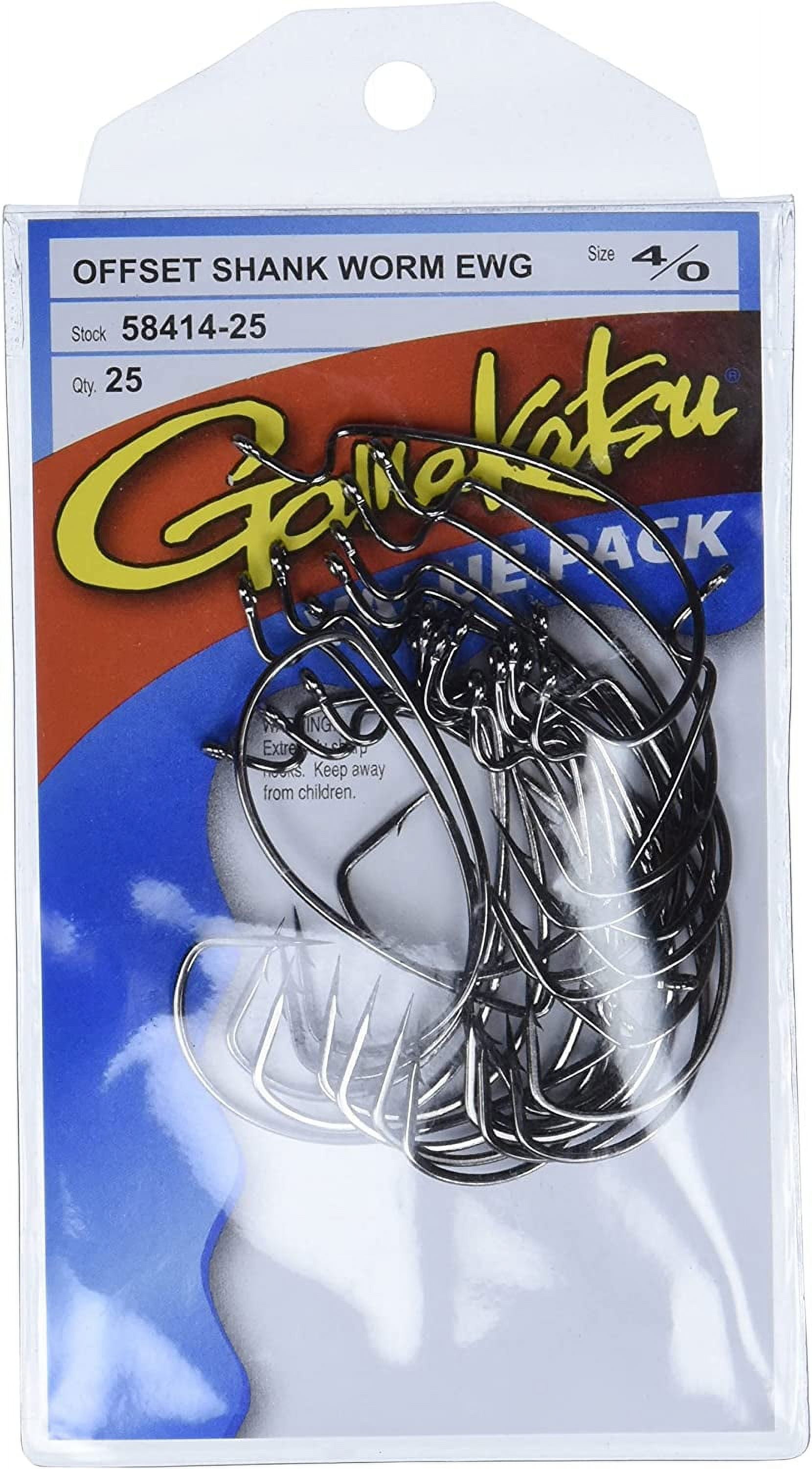 gamakatsu 25 pack ewg offset worm hook (black, 4/0)