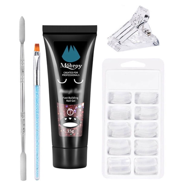 Kit Completo de Gel para Uñas BEMT79 con Moldes, Lima y Pincel - 15g Gel de Construcción Rápida, Clip Transparente, 100 Moldes para Extensión de Uñas, Ideal para Manicura Profesional en Casa