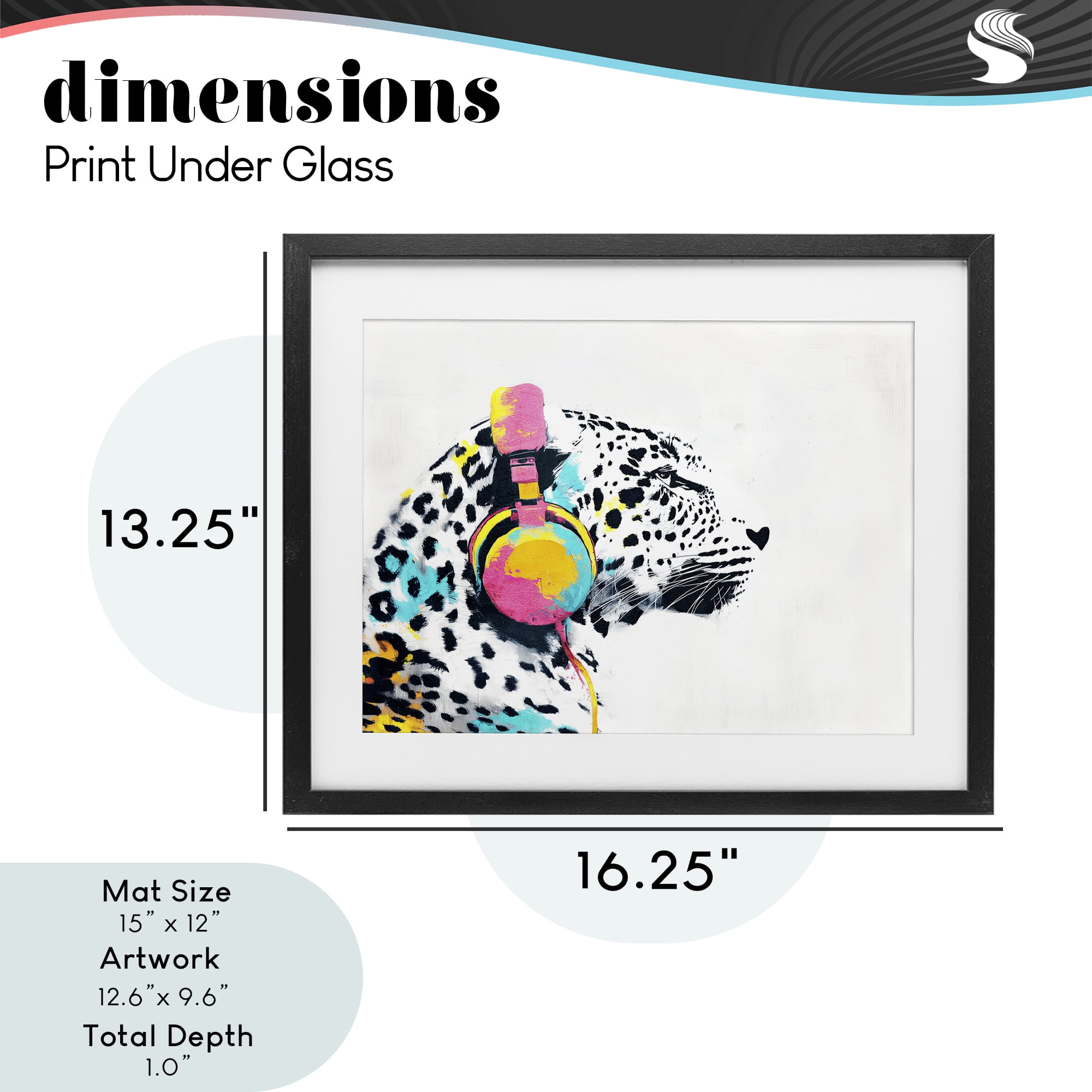 Stupell Industries Leopard On Air Headphones Black Framed Print Under Glass, design by Svetlana Aleynikova