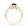 thumbnail image 2 of ANGARA Natural Oval 2 ct Blue Sapphire Split Shank Halo Ring in 14K Rose Gold for Women (Size-9x7mm) | September Birthstone, Birthday, Anniversary, Jewelry Gift for Women | Natural Blue Sapphire Ring, 2 of 8