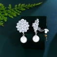 thumbnail image 6 of Fashion Jewelry CZ Women Crystal Pearl Flower Non Pierced Clip On Drop Earrings, 6 of 9