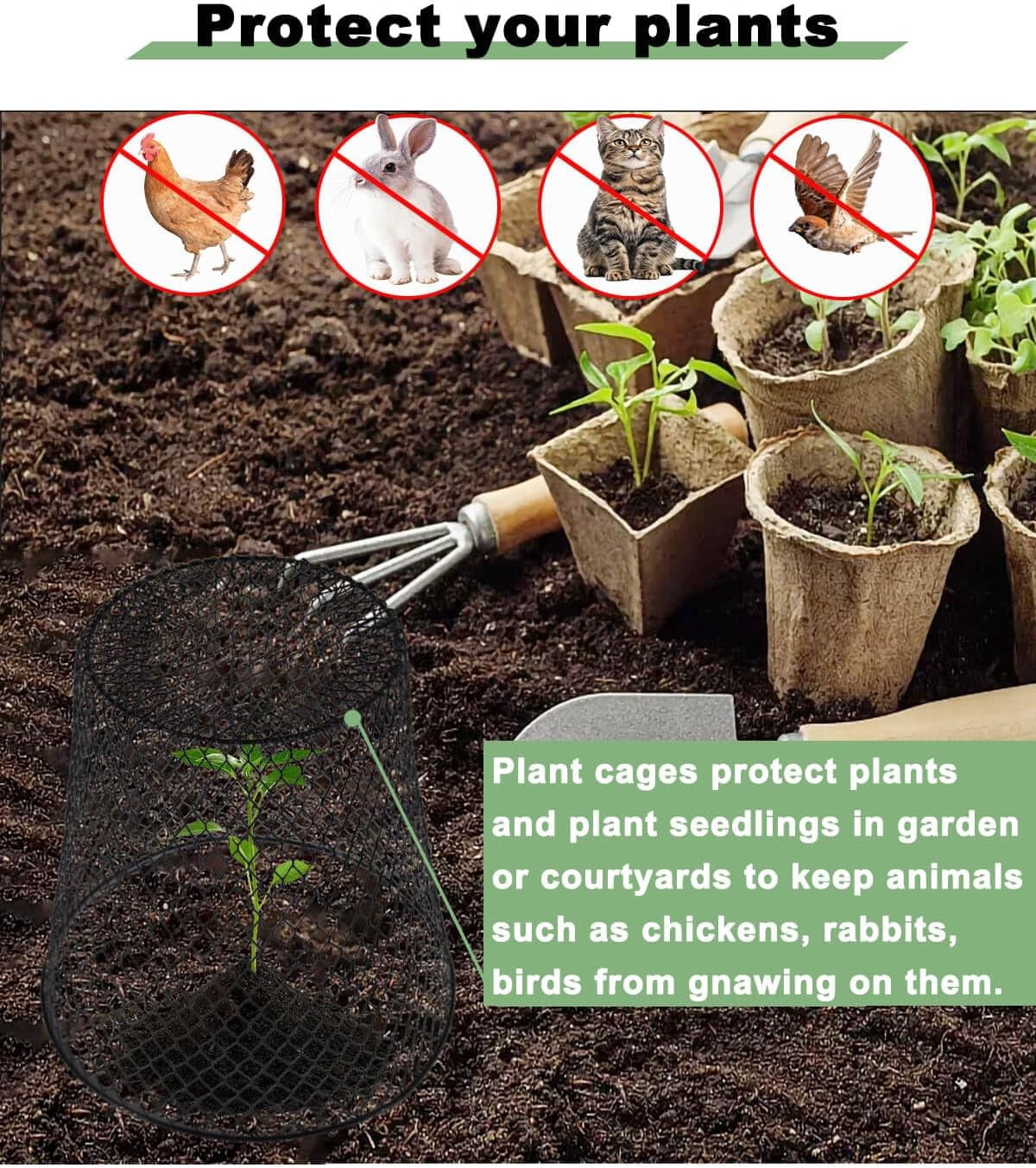 12 Pcs Chicken Wire Cloche Plant Covers, 9 inch Metal Plant Protectors from Animals, Heavy-Duty Garden Netting to Keep Rabbits, Squirrels, Birds & Other Small Animals Out