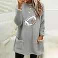 thumbnail image 2 of Womens Crewneck Sweatshirt Clearance Tops for Women Under$5 Round Neck Winter Print Pocket Warm Long Sleeve Sweatshirt, 2 of 4