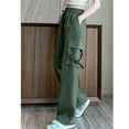 thumbnail image 5 of ABATAB Womens Cargo Pants Baggy High Waist Solid Color Pants Casual Drawstring Lightweight Trendy Streetwear Pants with Pockets, 5 of 6