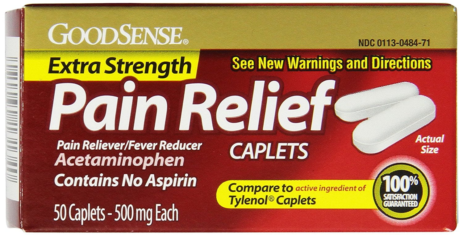 GoodSense Acetaminophen Caplets , Extra Strength, Pain Reliever/Fever Reducer, 500mg, 50-Count