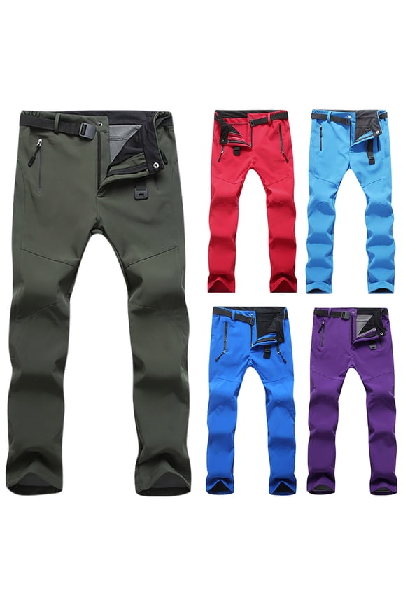 Women Cargo Pants Windproof Waterproof Snowpants Hiking Fleece Lined Pants Winter Warm Softshell Pants Army GreenM