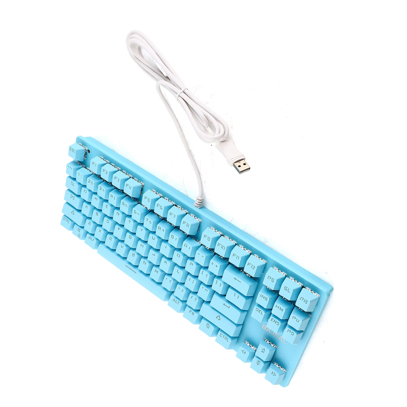BAJEAL 87 Keys Wired Mechanical Keyboard Mixed Light Mechanical Keyboard With Mechanical Blue Switch Suspension Button Blue