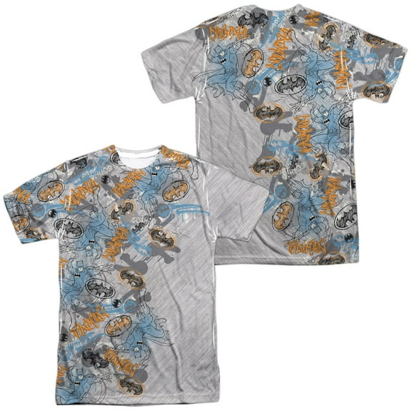 Batman Gotham Knight Sketchy Unisex Adult Sublimated Costume T Shirt (Front/Back), Large Multicolor