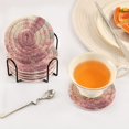 thumbnail image 5 of Haosy Set of 6 Drink Woven Coaster with Holder Heat Resistant Non-Slip Bar Coasters 4 Inches Pink Rabbit Made Of Petals, 5 of 7