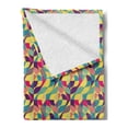 thumbnail image 2 of Abstract Soft Flannel Fleece Throw Blanket, Colorful Surreal Shapes Dots and Stripes Round, Cozy Plush for Indoor and Outdoor Use, 70" x 90", Sea Blue Mustard, by Ambesonne, 2 of 5