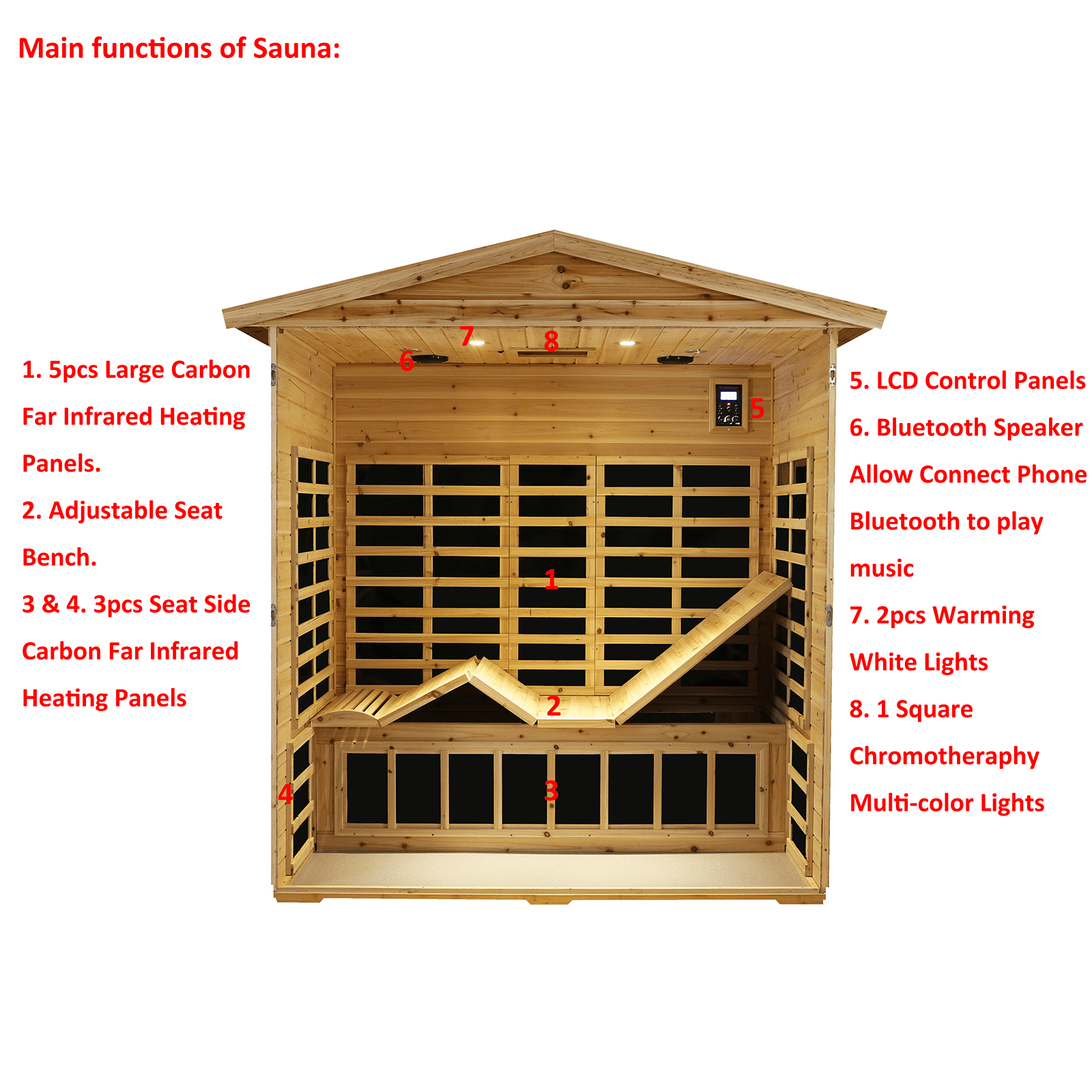 KUNSANA Outdoor Far Infrared Sauna  For 3 Person Old Fir Wood Low EMF Full Spectrum 1950W