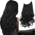 thumbnail image 1 of SARLA Extensions de Cheveux Invisibles avec 3 Clips Courts Synthétiques Ondulés Bandeau Transparent Réglable pour Femmes 14 Pouces Noir Jet, 1 of 4
