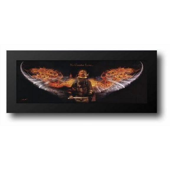 Fireman No Greater Love 40x16 Framed Art Print by Bullard, Jason
