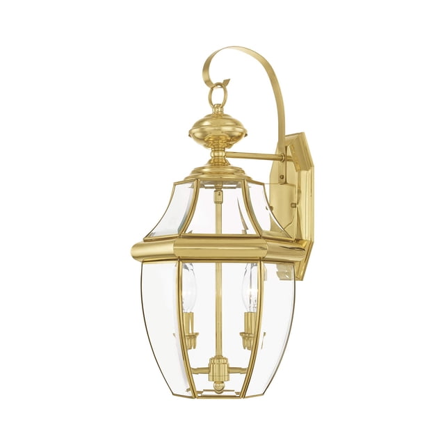 Farol de pared exterior Livex Lighting Monterey de latón pulido