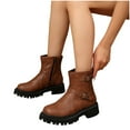 thumbnail image 2 of Wensltd Round Toe Riding Boots for Women Side Zip British Style Knight Boots Ankle Length, 2 of 9