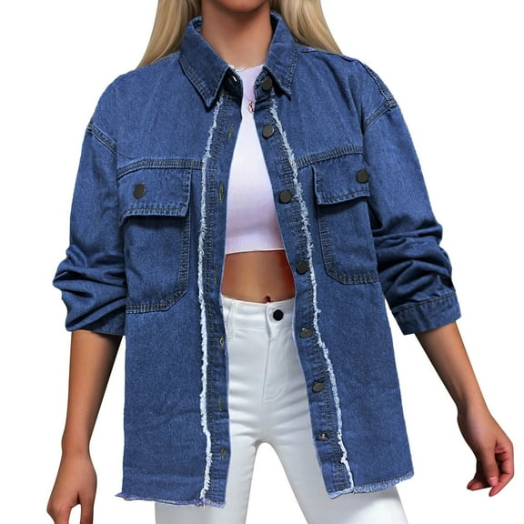 Women's Wash Adjustable Sleeve Denim Shirt Loose Top, High-Quality Denim, Suitable for Summer, Business Casual, with Size Chart