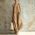 thumbnail image 3 of YuXingFu Womens Cotton Summer Dresses Casual Maxi V-Neck Plus Size Womens Dress Sleeveless with Pocket Long Casual Summer White XL, 3 of 9