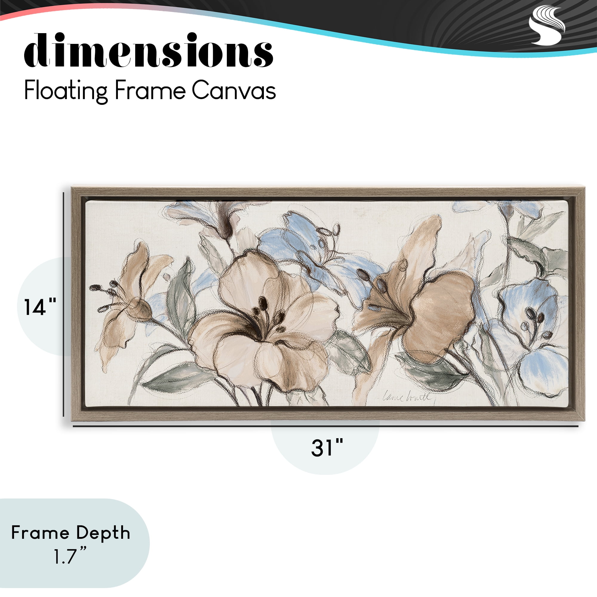 Stupell Industries Whispering Florals Neutral Brown Framed Floater Canvas Wall Art, design by Lanie Loreth