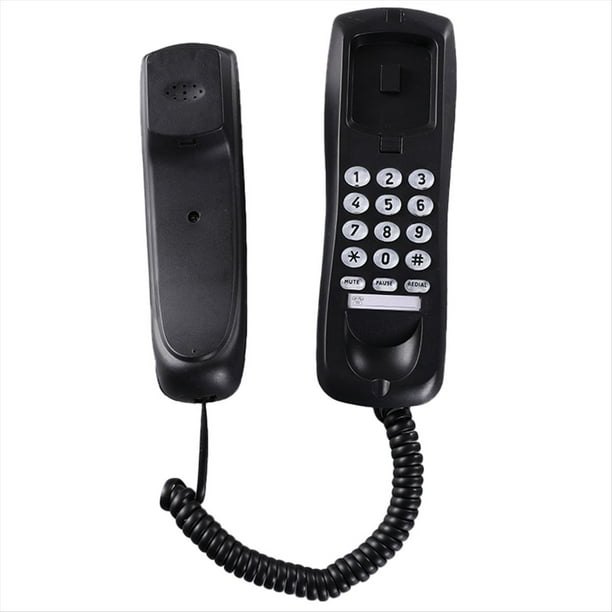 Teléfono de Pared, Teléfono con Cable, Teléfono Fijo, Teléfono Residencial, Pequeña Extensión, Pequeña Extensión para Colgar, Hotel, Oficina en Casa, Negro