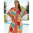 thumbnail image 2 of EDOLYNSA Women's Kaftan Dress Caftan Loungewear Plus Size Bathing Suit Cover-ups V neck Beach Printed Maxi Dresses Long Tops, 2 of 8