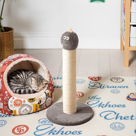Heynemo 22-Inch Cat Scratching Post , Durable Sisal Scratch Post for Indoor Cats, Monster-Shaped Cat Scratcher for Kittens & Large Cats, Grey