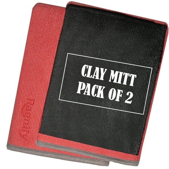 Ragnify Pack of 2 Clay Mitt Auto Detailing Medium Grade Clay Bar Alternative Mitt for Flawless Removal of Surface Bonded Micro Contaminant (Red)