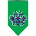 thumbnail image 1 of Argyle Paw Purple Screen Print Bandana Emerald Green Large, 1 of 1