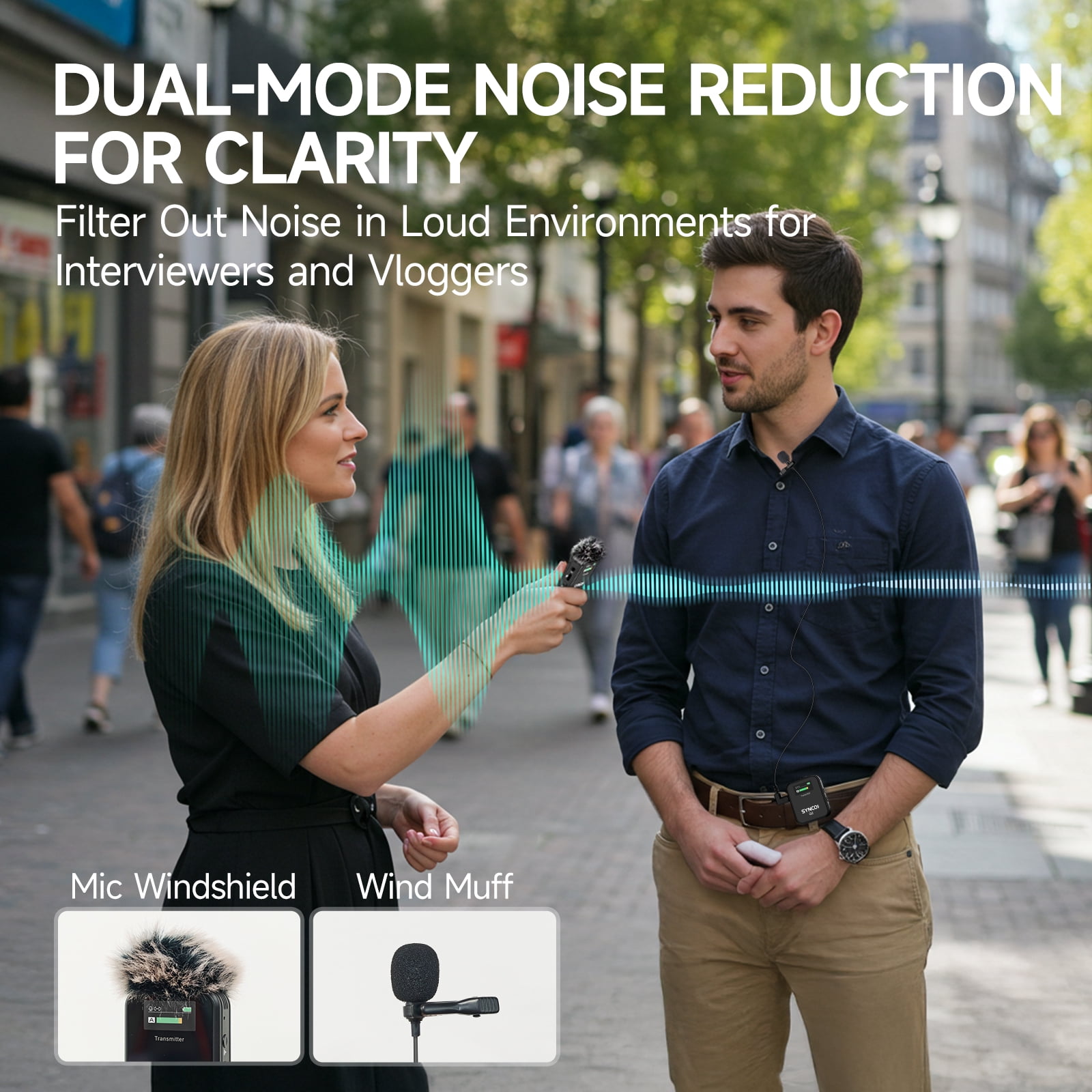 SYNCO G2(A2) 2.4G Wireless Lavalier Microphone System 2 Transmitter & 1 Receiver for Camera Smartphone Tablet Vlogging