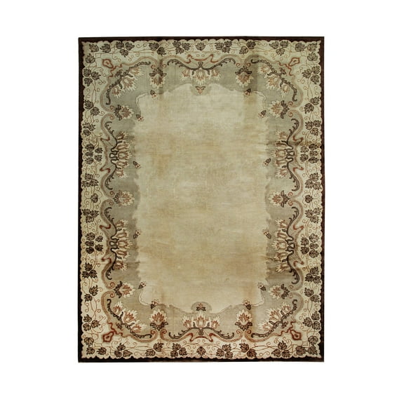 EORC Beige Handmade Wool Traditional Ningxia? Rug, 9' X 11'10