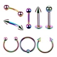 thumbnail image 2 of 8 piezas de material acero inoxidable multicolor / labio / de aro para cejas Stud Tragus Piercings de barra recta 10mm, 2 of 8