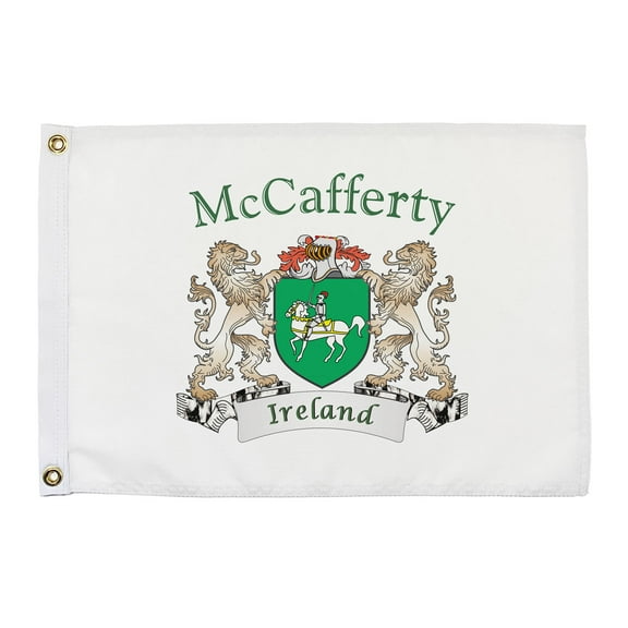 McCafferty Irish Coat of Arms Small White Flag - 16"x10.5" inches