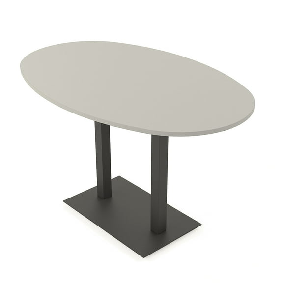 Boat Oval Bistro Height Meeting Table Double Metal Base 46x72 Bar Table