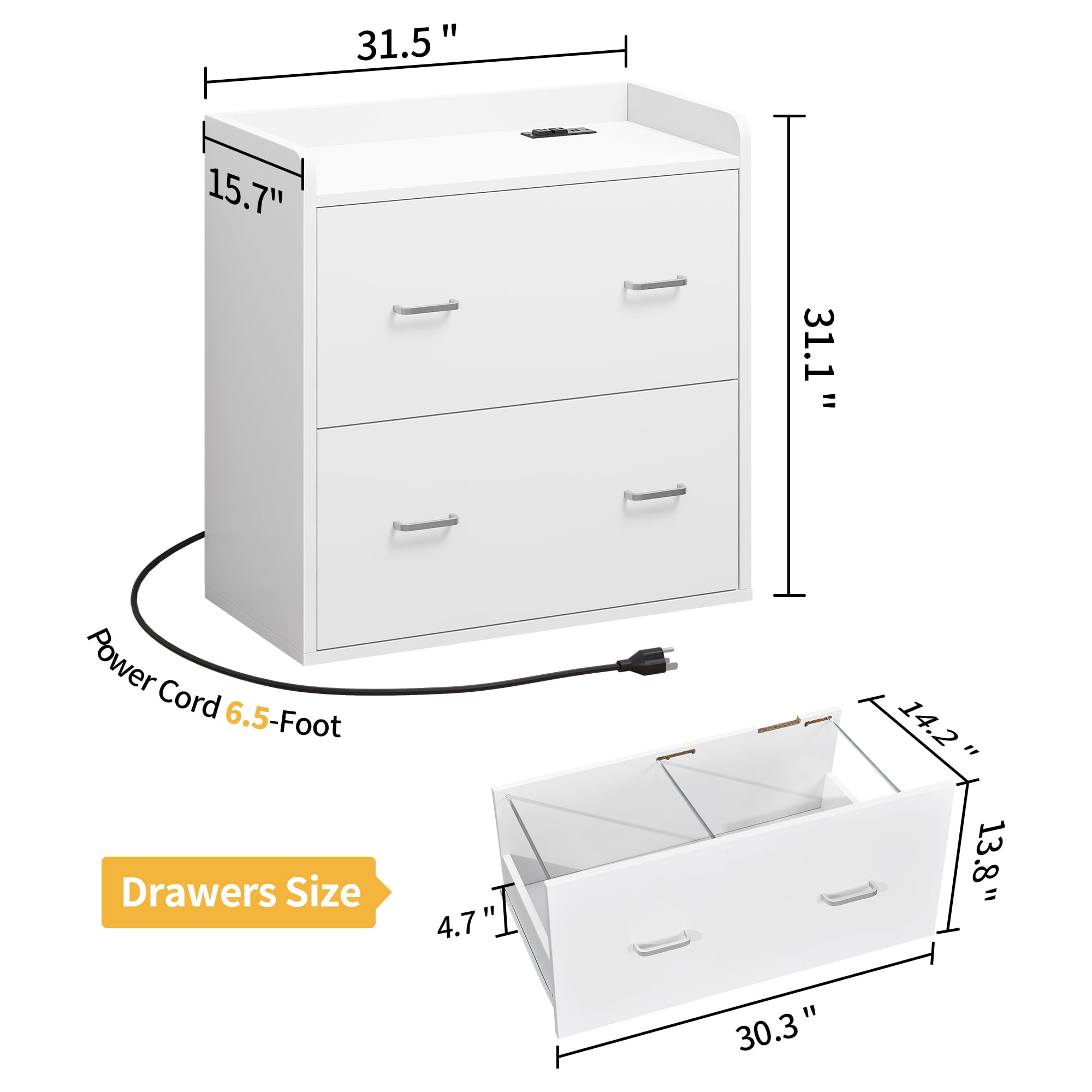 DWVO Large Lateral Filing Cabinet for Home Office, Printer Stand, Fits A4 Letter Legal Files