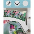 thumbnail image 4 of Green Hummingbird Summer Quilt Set Twin XL Size, Soft Microfiber Quilted Bedding Set with 2 Pillow Shams, Spring Summer Pink Flower Leaf Lightweight All Season Bedspread Coverlet for Bedroom 68"x98", 4 of 6