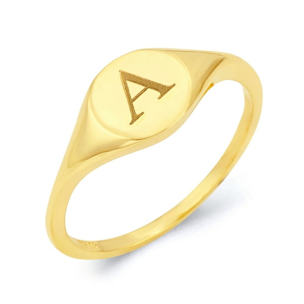Ice On Fire Jewelry 14k Real Solid Gold Initial Stack Ring Personalized In Every Letter Of The Alphabet Engraved With V Size 5 Walmart Com Walmart Com
