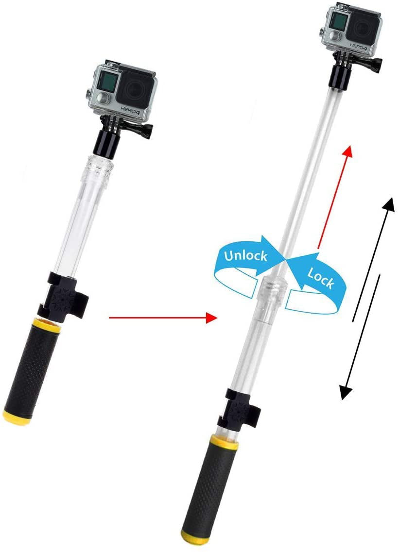 Clear Waterproof Float Handheld Monopod Selfie stick Pole For GoPro Hero2 3 4 5 