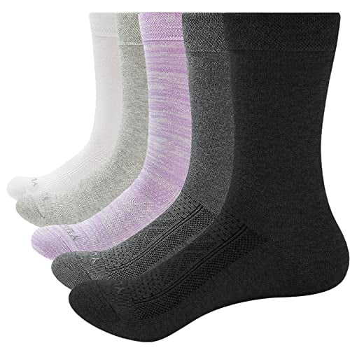 YUEDGE 5 Pairs Casual Cotton Crew Dress Socks Everyday Socks Leisure Light Breathable Socks for Men
