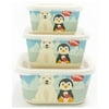 Primo Passi - 3Pk Bamboo Winter Friends Fiber Kids Food Containers, Penguin/Polar