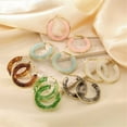 thumbnail image 4 of HIJONES Stainless Steel Summer Color Circle Resin Hoop Earrings for Women Statement Ear Studs Bohemian Jewelry Light Green, 4 of 6