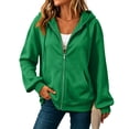 thumbnail image 2 of Evdexr Zip Up Hoodies for Women Lightweight Long Sleeve Sweatshirt Jacket Comfort Plus Size Loose Fit Hooded Coat with Pockets Green XL, 2 of 6