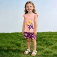 thumbnail image 2 of MEZZALL Girls Outfit Sets Short Sleeve Tee And Shorts Two Piece Casual Playwear With Cute Cartoon Print Lightweight Summer Clothes Sets Kids Breathable Comfort, 2 of 6